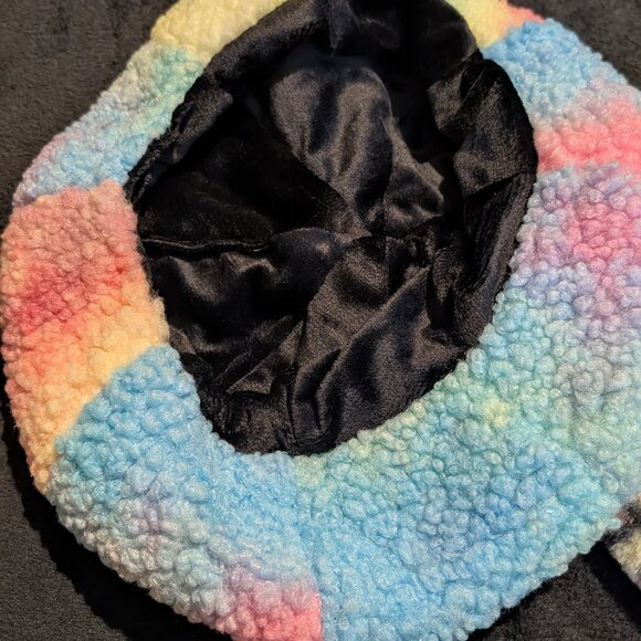 NWOT Set of 2 Colorful Rainbow Fuzzy Furry Berets - Picture 6 of 6